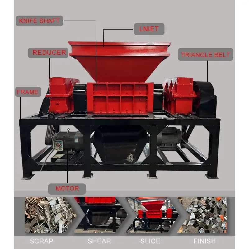 Waste Tire Shredding Machine Waste Tire Recycling Production Line Recycling Machine Industry Plastic Material Tire Metal Crusher