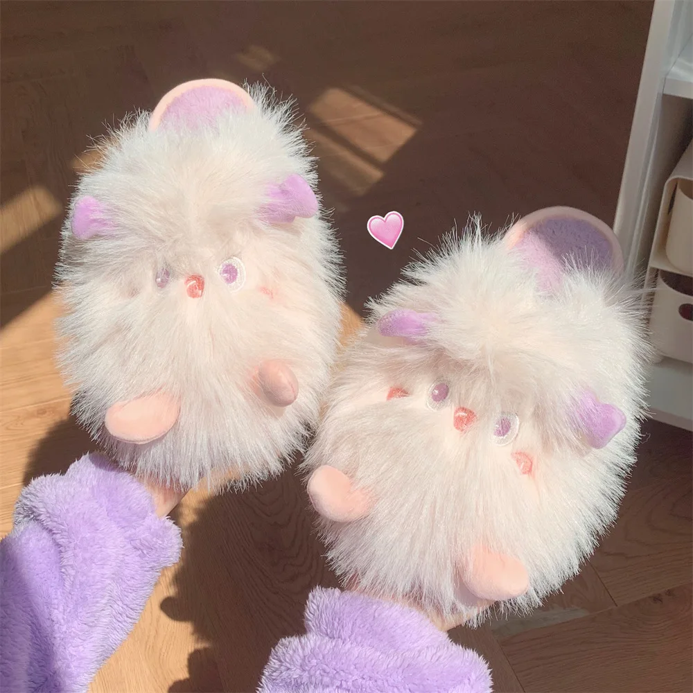 

Women Home Slippers Pink Monster Cotton Slippers For Winter Women Indoor Household Slippers Warm Soft Soled Postpartum Shoes