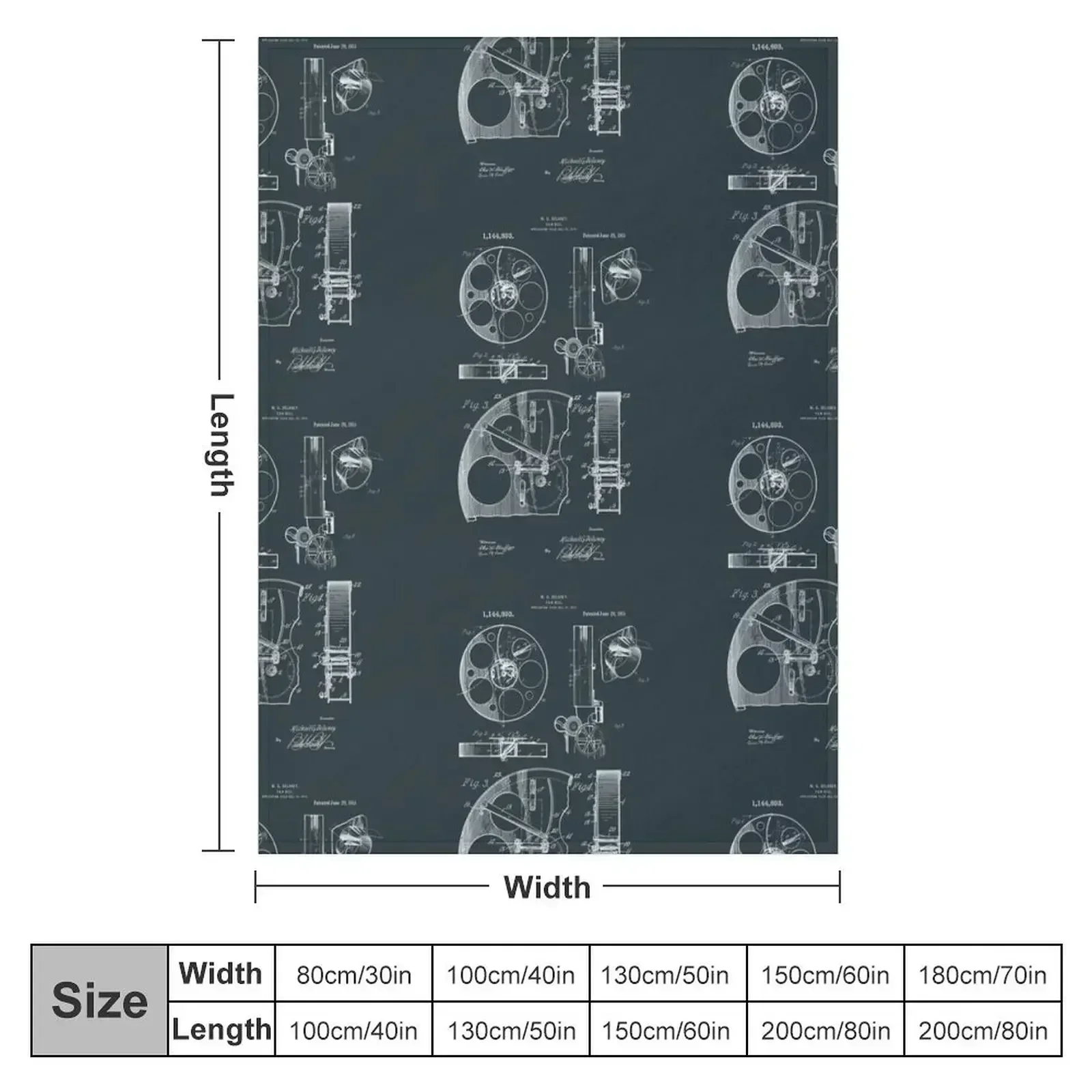 Cameraman Film Reel Patent Drawings 1915 Throw Blanket Warm Hairys Luxury Brand Hairy Blankets