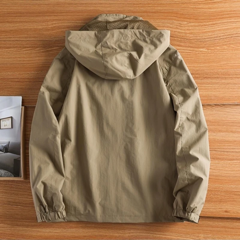 Giubbotto Bomber da uomo con cappuccio giacca a vento da esterno con cerniera tasche impermeabili cappotto abbigliamento sportivo giacca primaverile