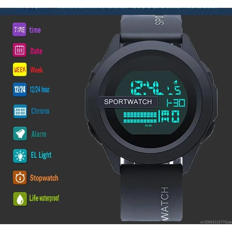 남성용 방수 스포츠 시계, 디지털 손목시계, 스톱워치, 야광 날짜, 주간, 전자 시계, Relogio, 신제품