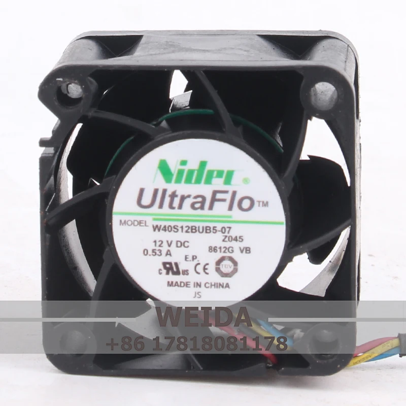 

Case Fan Dual Ball Bearing for NIDEC W40S12BUB5-07 40*40*28MM 12V 0.53A 4028 High Airflow Server Cooling Fan