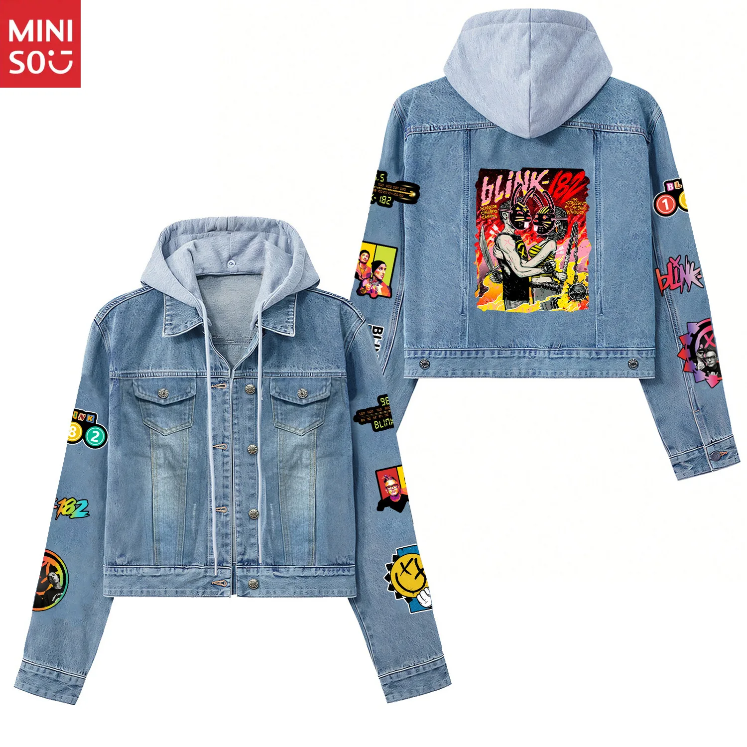 DisneyUnisex Chaqueta vaquera de gran tamaño, ropa informal estilo Hip Hop, abrigo Vintage lavado con estampado de dibujos animados para hombres y mujeres