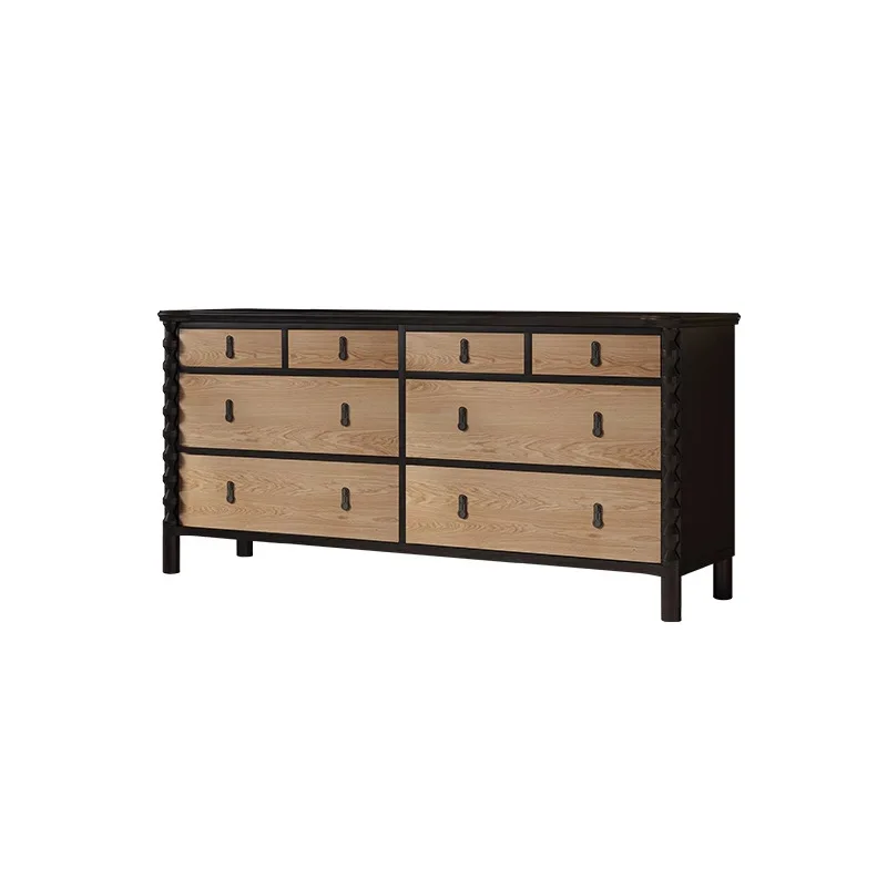 

French retro solid wood dining side cabinet American medieval villa entrance cabinet Bedroom solid wood
