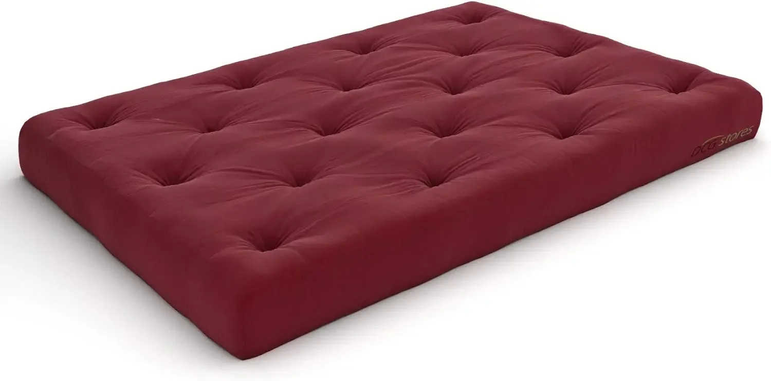 Premier Pocket Coil 10-Inch Full Futon Mattress, Burgundy Twill - Made in USA