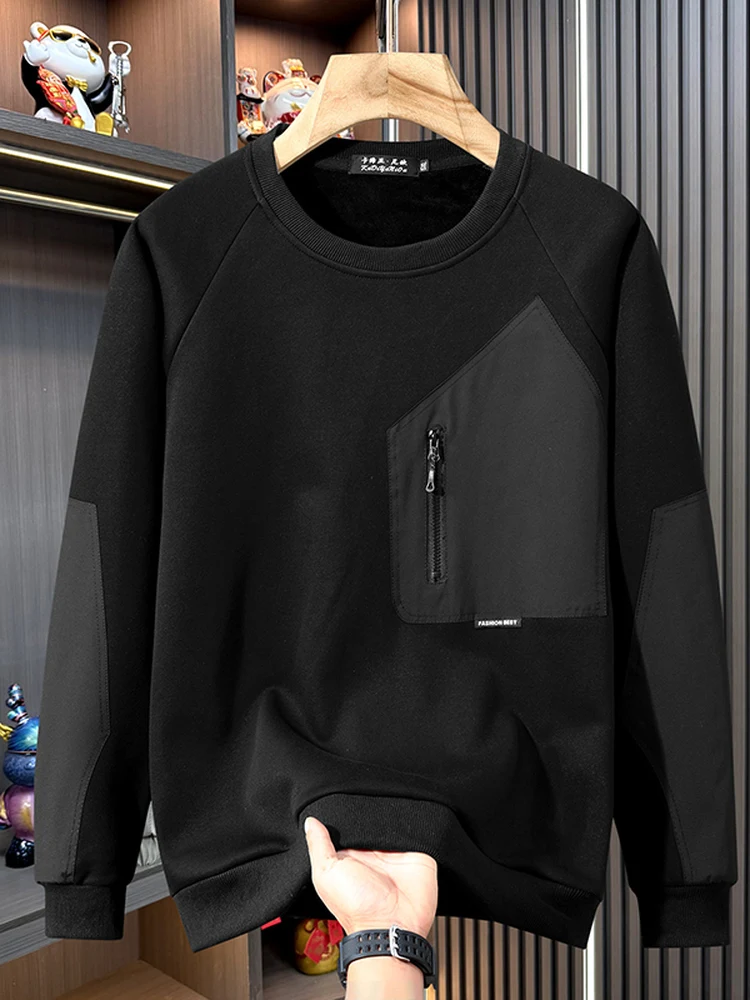 

Мужская толстовка оверсайз с флисовой подкладкой, утепленная, свободного кроя, с круглым вырезом, для осени и зимы, теплая и комфортная.