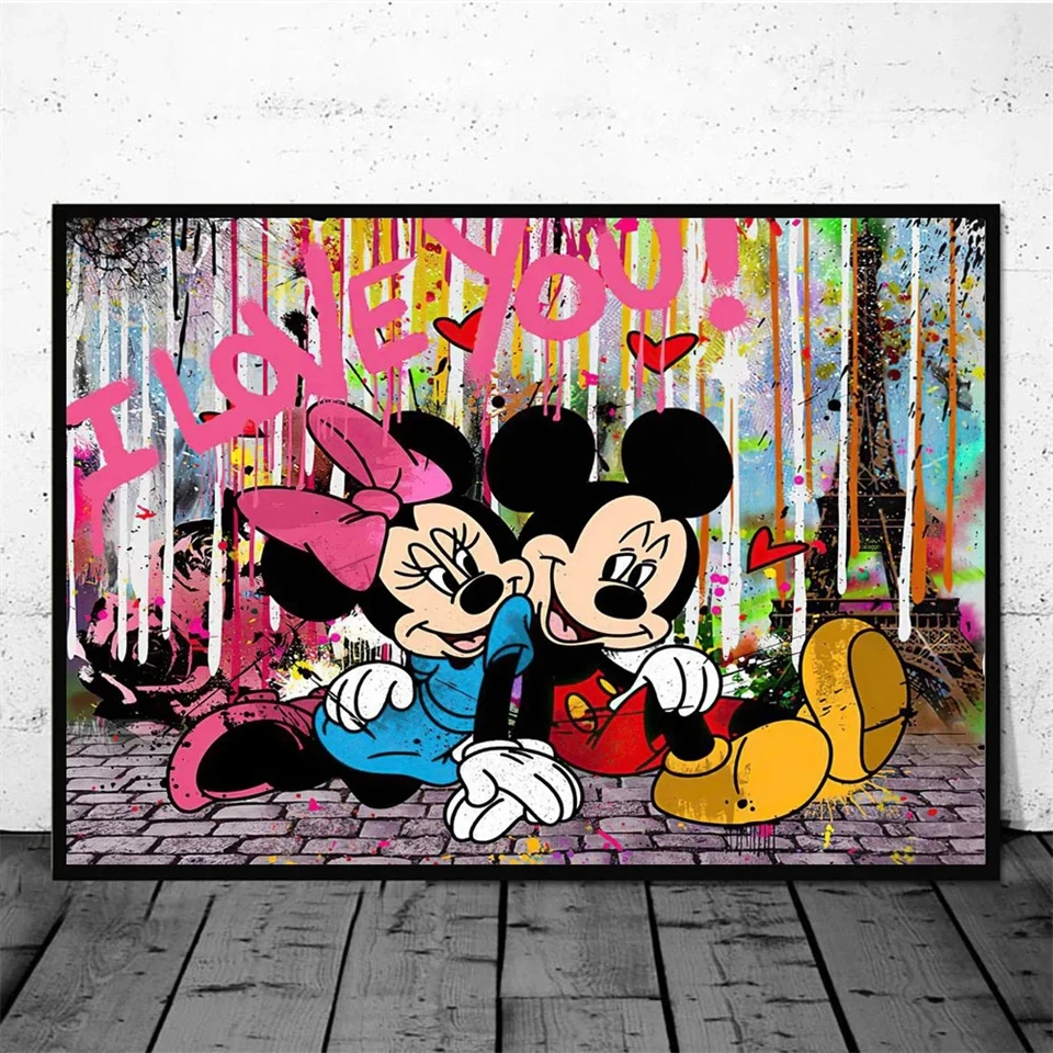 Luxury Disney Diamond Art Mickey Mouse And Donald Duck Diamond Painting 5D Full Drill Graffiti Banksy Decor Rhinestones Pictures