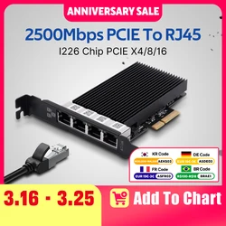 2.5G Base-T PCIE To RJ45 LAN Adapter I226 2500/1000/100Mbps PCI Express Gigabit Ethernet Card Support for Win10/11/Linux