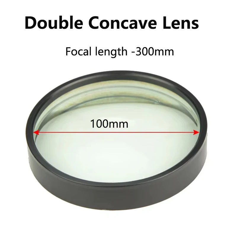 100mm Diameter Large Optical Glass Focal Length -300mm Double Concave Glass Lens Minifier for Optics Experiment Instrument