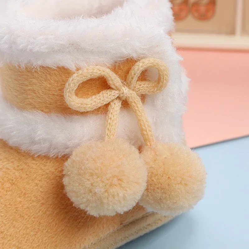 Newborn Baby Girls Boys Soft Booties Solid Pompom Snow Boots Infant Toddler Newborn Warming Shoes New Fashion Comfortable Shoes