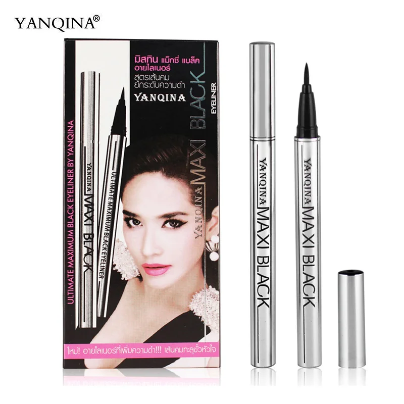 12 Pcs/Box Black Liquid Eyeliner Waterproof Eyeliner Pencil Long-Lasting Liquid Eye Liner Pen Quick-Dry No Blooming Cosmetic Set