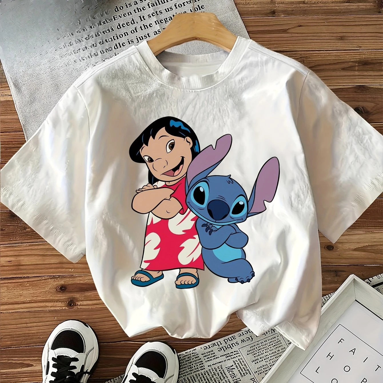 

Disney Stitch Boys Girls Kids Summer T-shirt Family Parent-child Outfit Cartoon Casual Loose Comfortable Short Sleeve Men Women