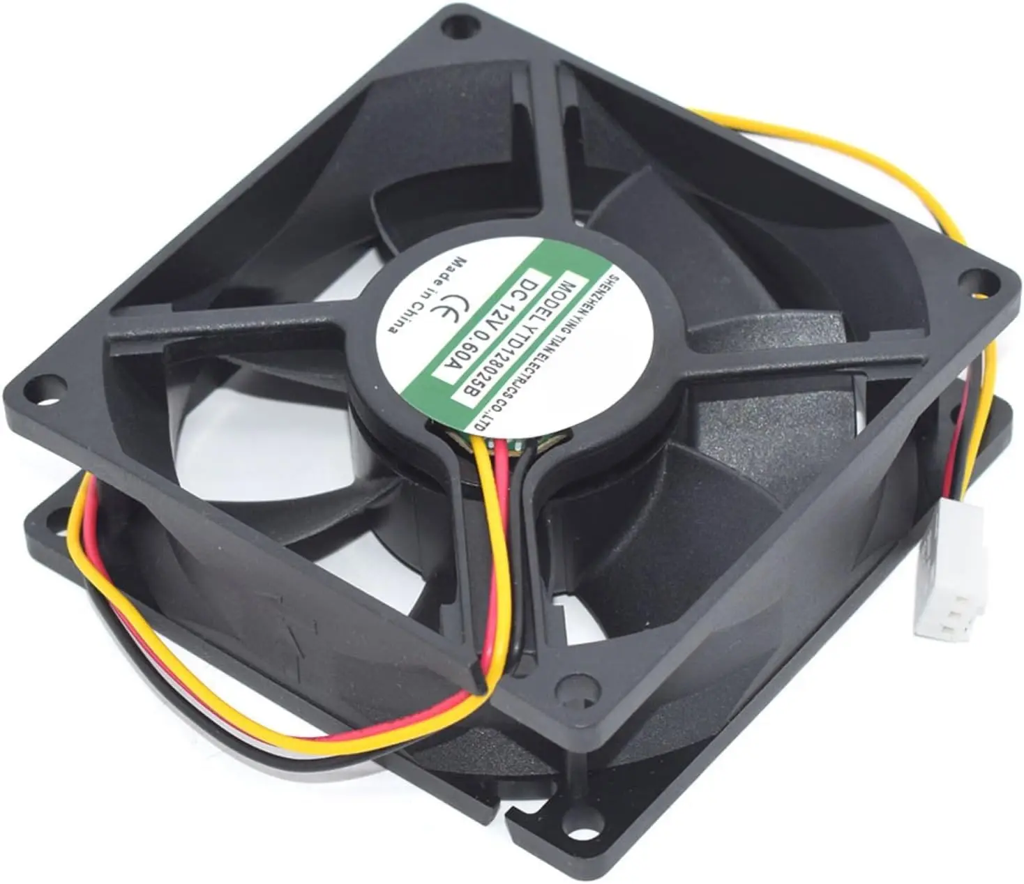 YTD128025B 8CM Square Cooling Fan DC12V 0.60A 3-Lines Cooler 8CM Square Fan YTD128025B DC12V 0.60A 3Pins Cooling Fan