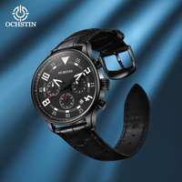 Special price OCHSTIN brand new hot men's watches fashion business table leather waterproof quartz watch