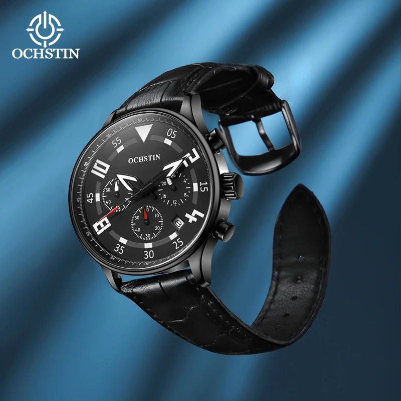 Special price OCHSTIN brand new hot men's watches fashion business table leather waterproof quartz watch
