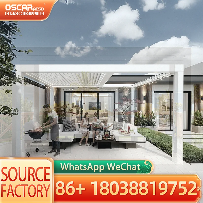 Outdoor Aluminum Bioclimatic Louvered Canopy and Gazebo Customizable for Garden Patio Balcony in 4X4 4X6 4X8 Sizes pergola