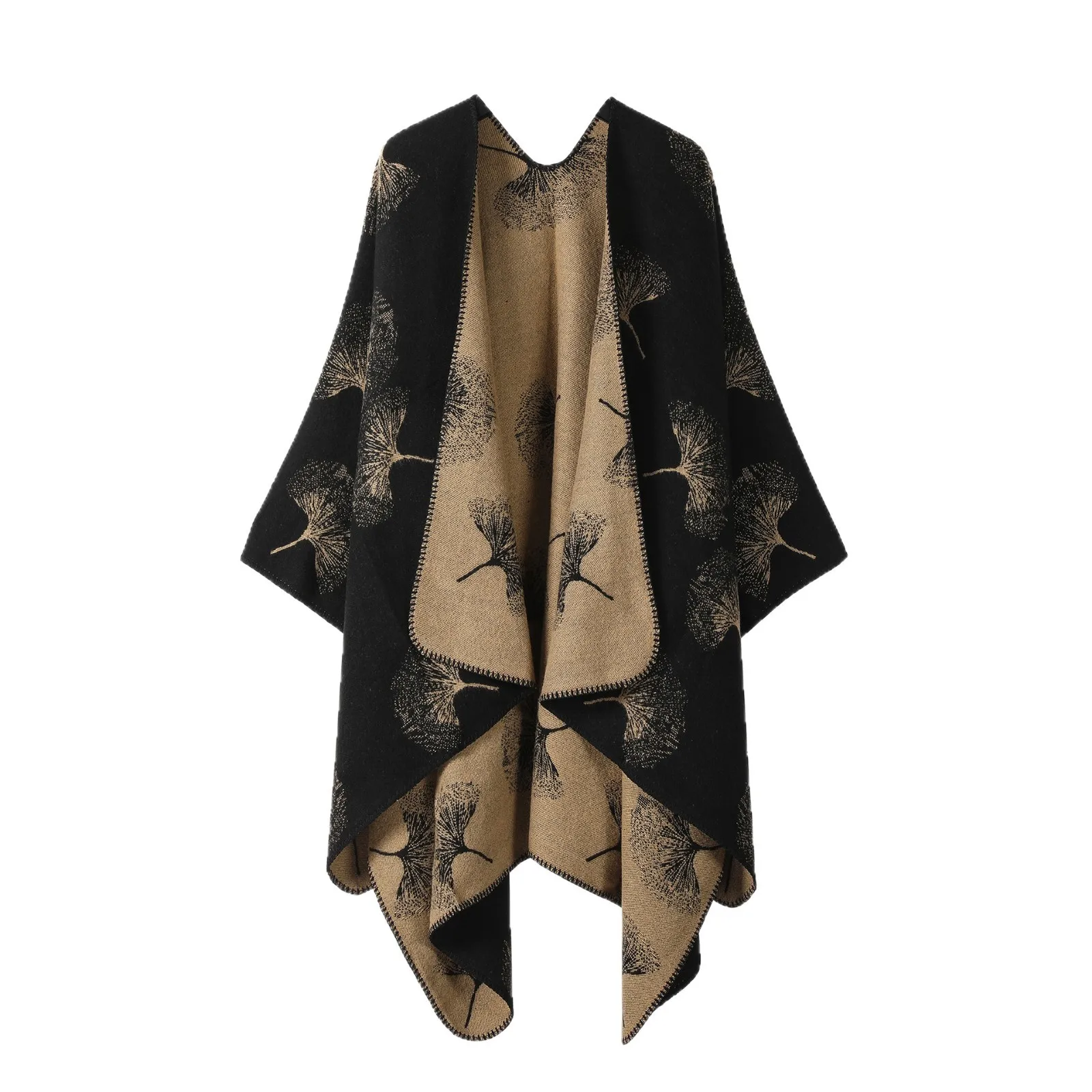 الخريف والشتاء تقليد الكشمير الجنكة ورقة شانخه وشاح محبوك سبليت الرأس #4