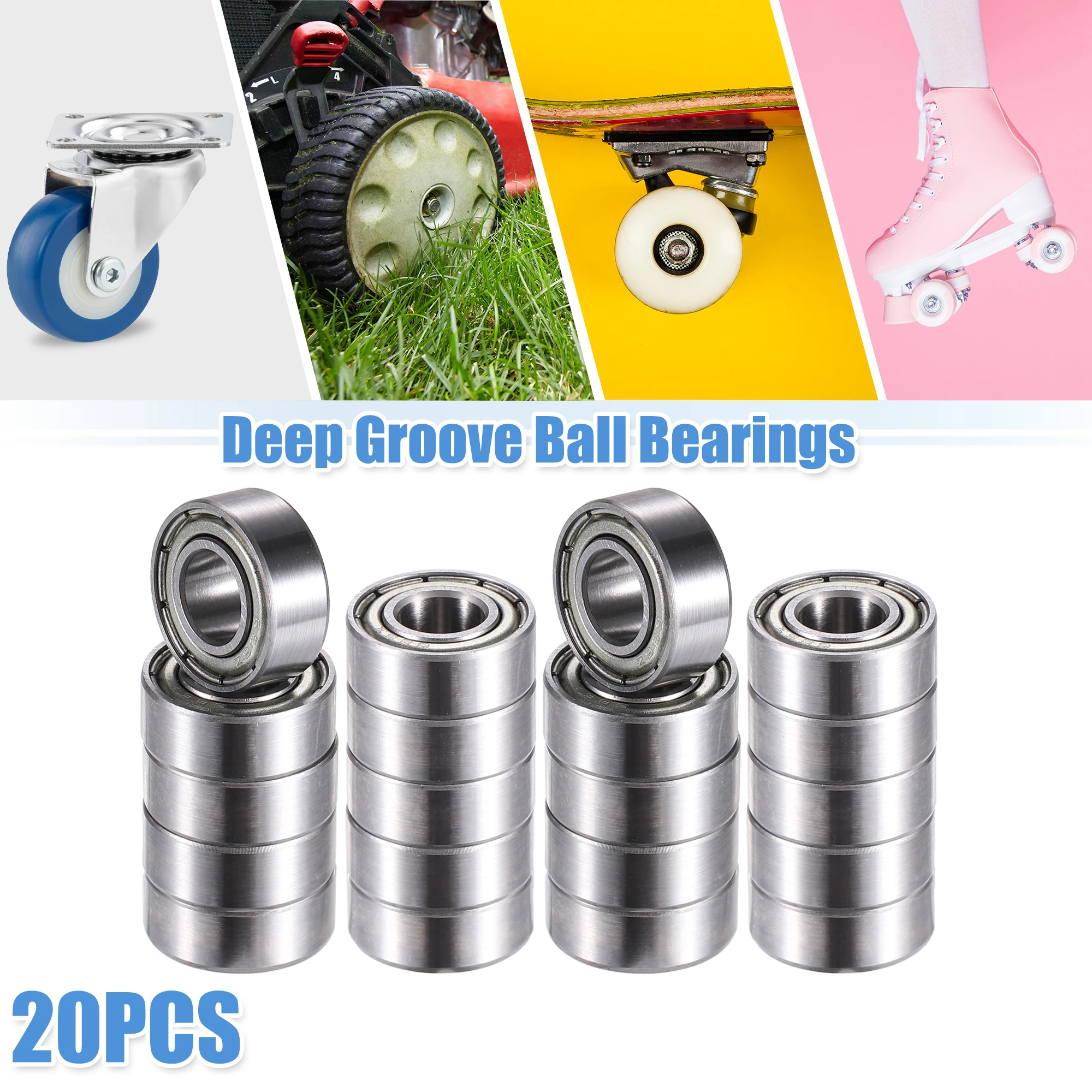 

Motoforti 20pcs 686ZZ 6x13x5mm Double Metal Shield Single Row Deep Groove Ball Bearings Silver Tone