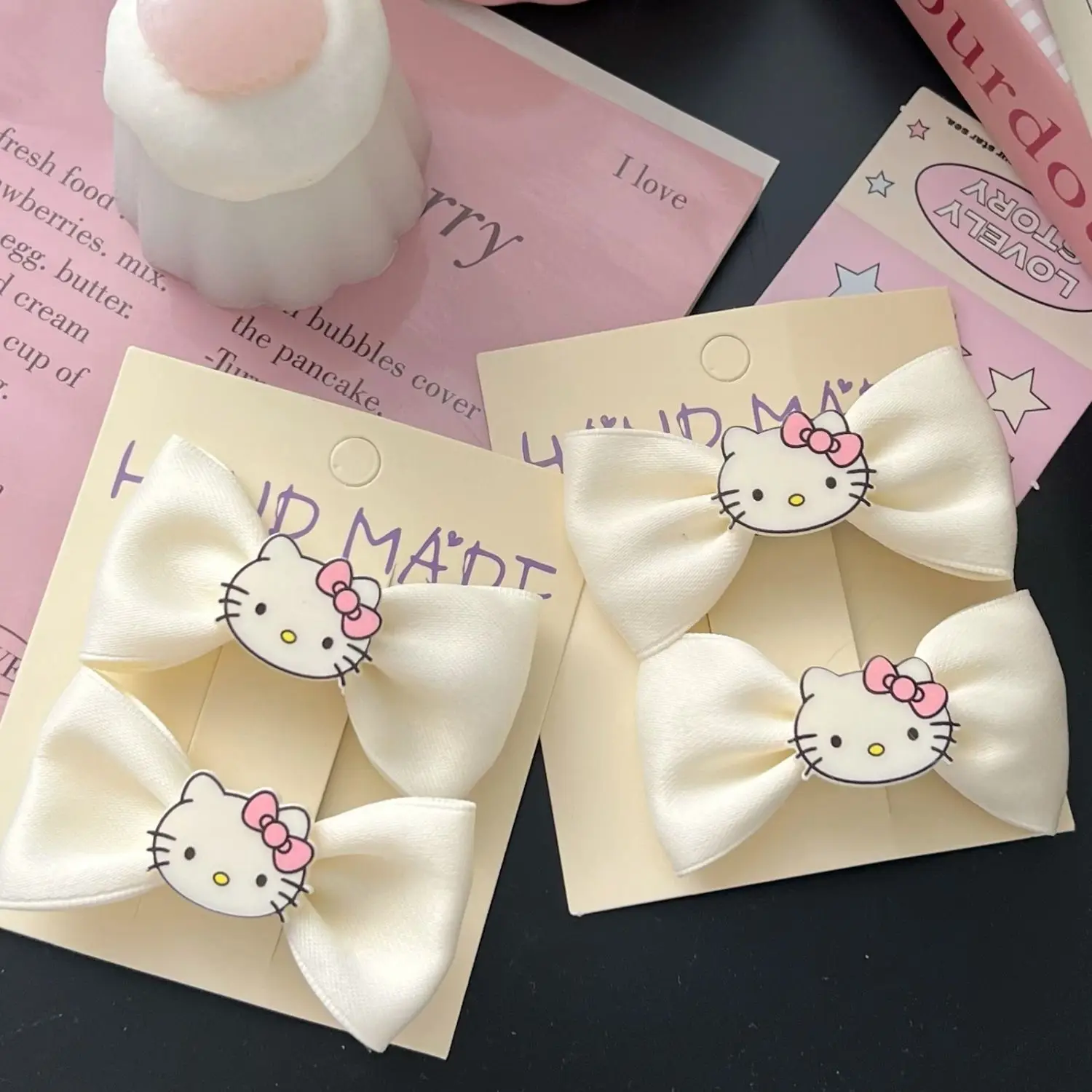 Simple Ins Cute KT Cat Bow Hairpin Girl Heart Bangs Side Clip Cartoon Gentle Hairpin Hairpin for Women