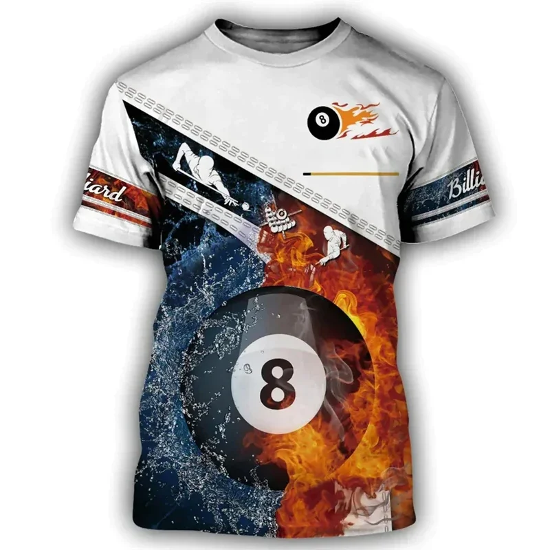 

Hot Billiards No.8 Black Ball 3d Printing Four Seasons Can Wear Quick Drying Breathable Sports Leisure Men's Plus Size T-shirt