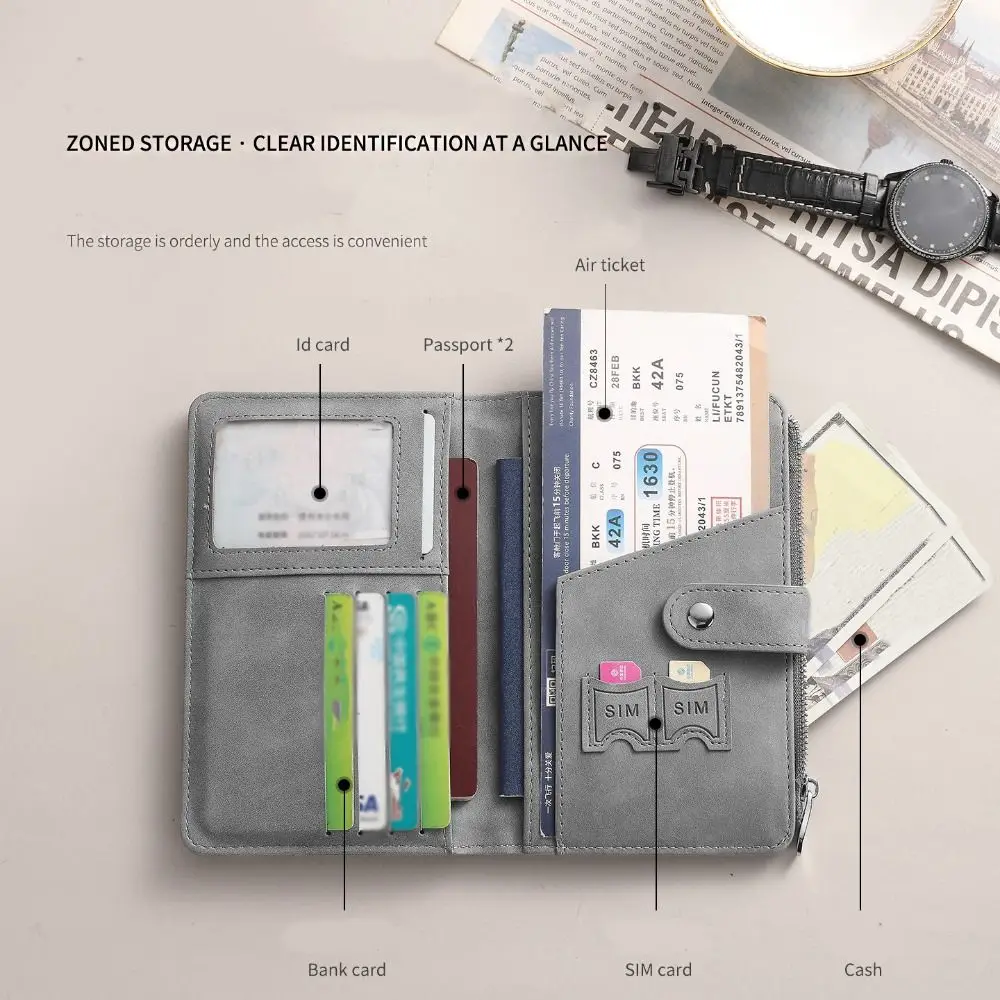 

Креативный держатель для карт из ПУ, кошелек для паспорта, чехол для билетов, клипса для паспорта, RFID-защита от кражи, сумка для хранения карт для мужчин, для регистрации в самолете