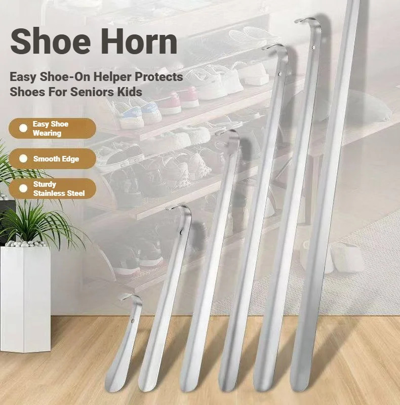 Schuhlöffel aus Edelstahl, silberfarben, Schuhhilfe zum Anziehen, Hilfsmittel zum Anziehen von Schuhen für ältere Männer und Frauen, Schuhzubehör. – Detail 3