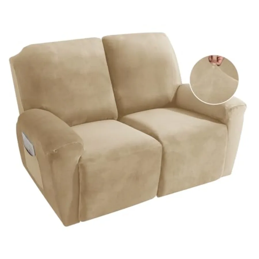 

Slipcover 6 Pieces Stretch Velvet Reclining Cover 2 Seater Love Seat Couch Cover Thick Soft Washable Furniture Cover
