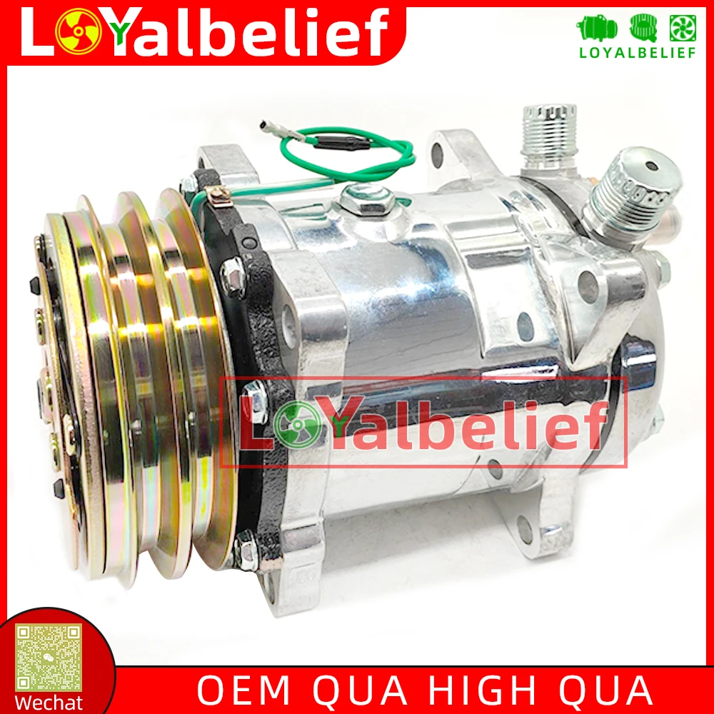 NEW 5H14 SD508 AC Compressor For Tractor Excavator Heavy Duty Truck 12V/24V 2PK V Blet Pulley