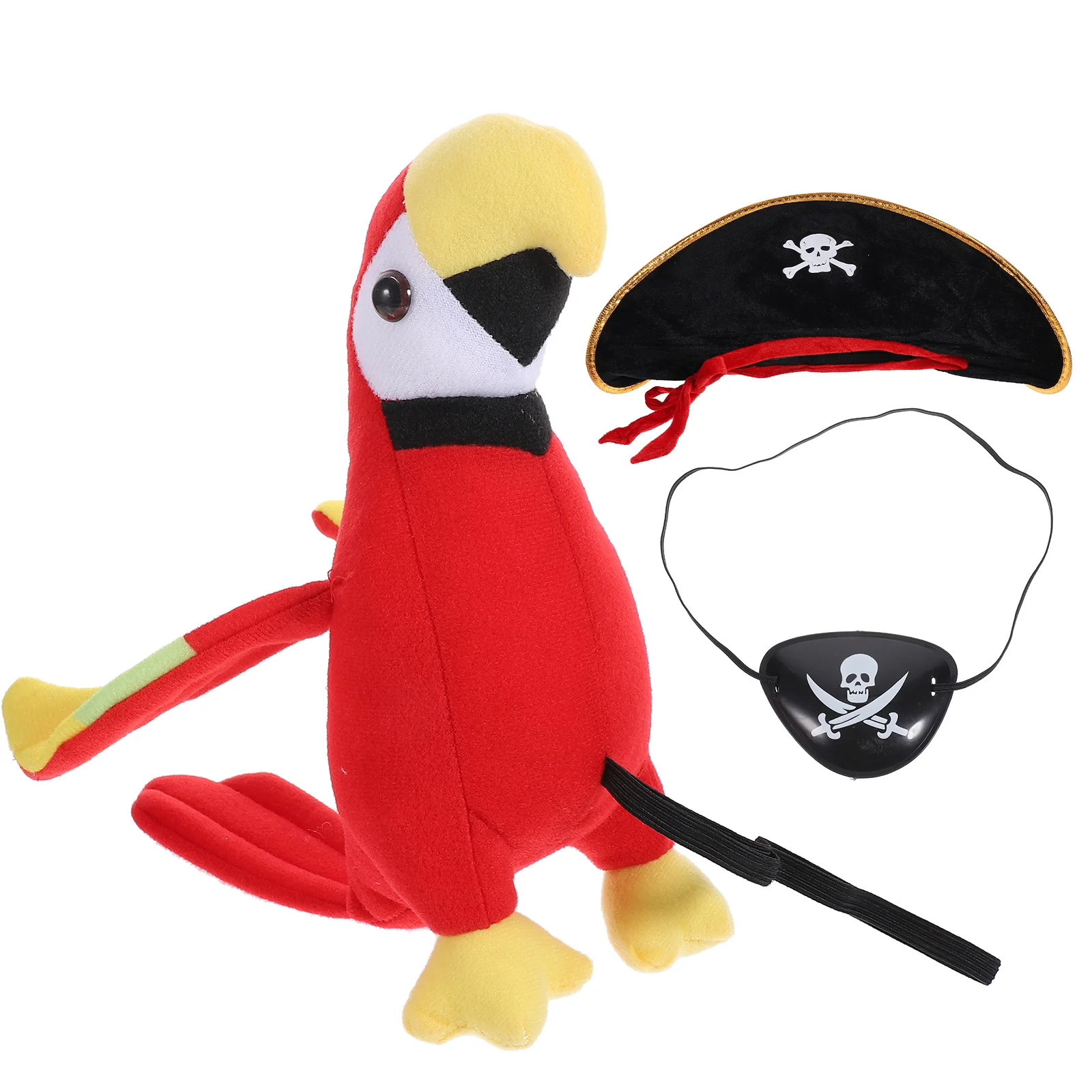 

1 Set Halloween Plush Bird Toy Funny Pirate Hat Eye Mask Parrot Ornament