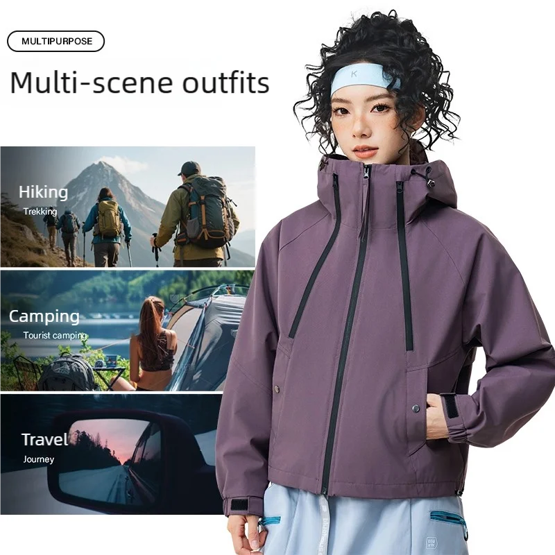 

Women's Casual Hooded Short Jacket Spring Summer Lightweight Outdoor Raglan Sleeves Double Zipper Fashion Durable Early Spring f