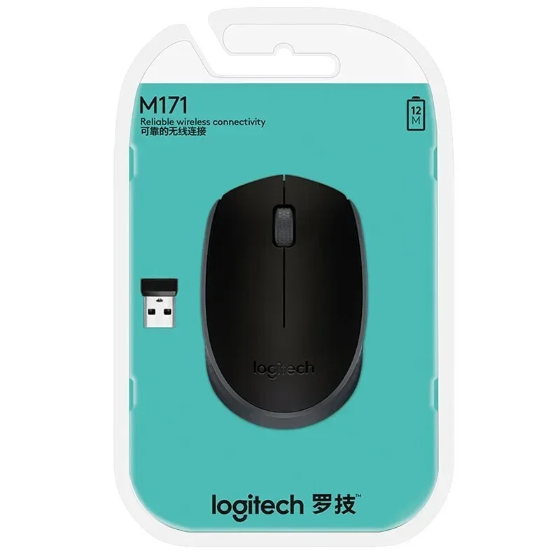 Logitech M171 Beidhändig schwarze kabellose optische Maus 1000 DPI USB RF Computerzubehör
