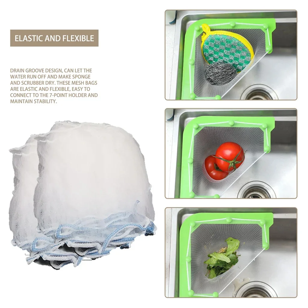 Kitchen Triangular Sink Strainer Drain Vegetable Fruit Drainer Basket Rack For kitchen accessories Storage Sink Filter Shelf
