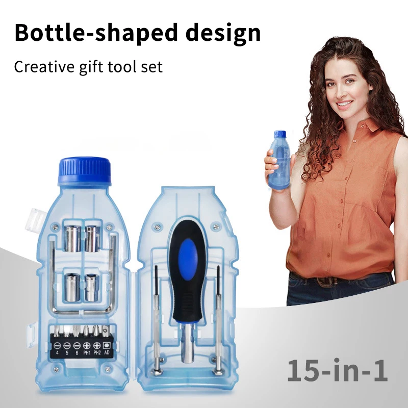

Ergonomic Bottle-Designed Screwdriver Set, Sky Blue Anti-Slip Grip for Comfort & Durability, Perfect Gift for DIYers