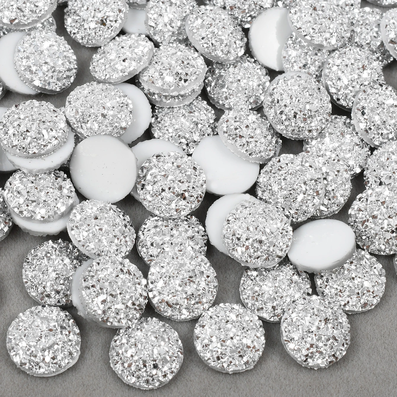

100pcs/Bag, 12mm Round Resin Rhinestones, Sliver Crystal Stones, Flatback Glue On Rhinestones for Clothes DIY Decoration