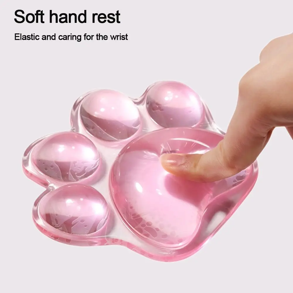 Cute Cat's Paw Shaped Wrist Rest Pad Protection Hand Support Non-Slip Mouse Wrist Rest Comfortable Transparent Wrist Support
