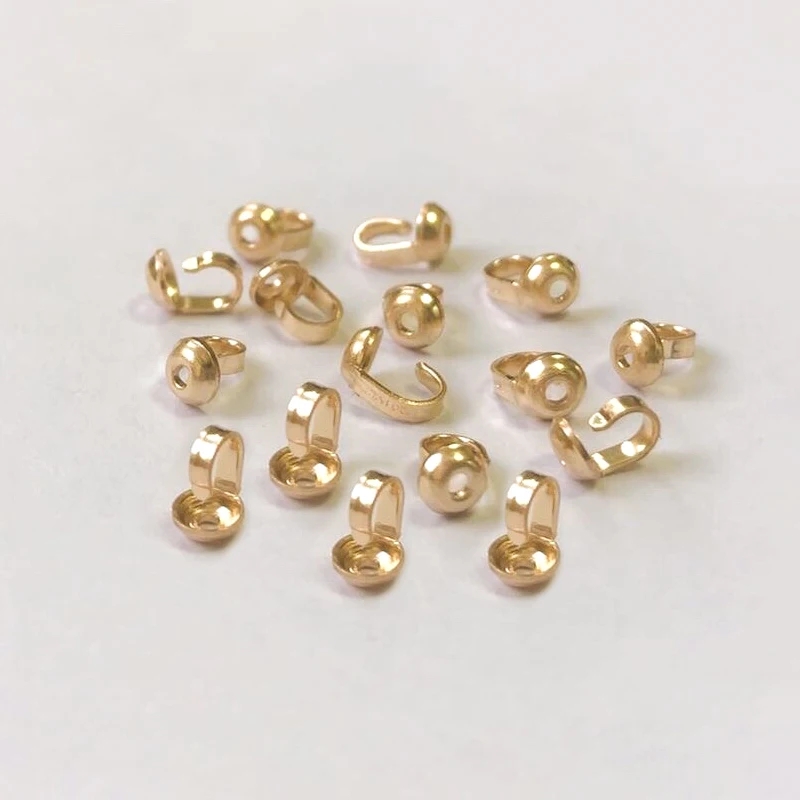 14k Gold Filled Clam Shell Cover Plain Bead Tip Knot End with 0.038 Diameter Hole Tarnish Resistant Jewelry Findings for DIY Mak