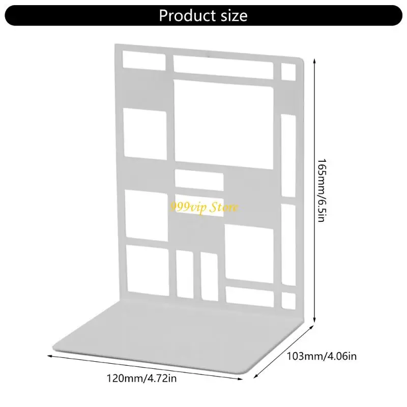C90C 2 Pcs Multifunctional Book End Metal Book Stoppers Hollow Out Book Holders Shelf Decorative Bookends Book Support Rack