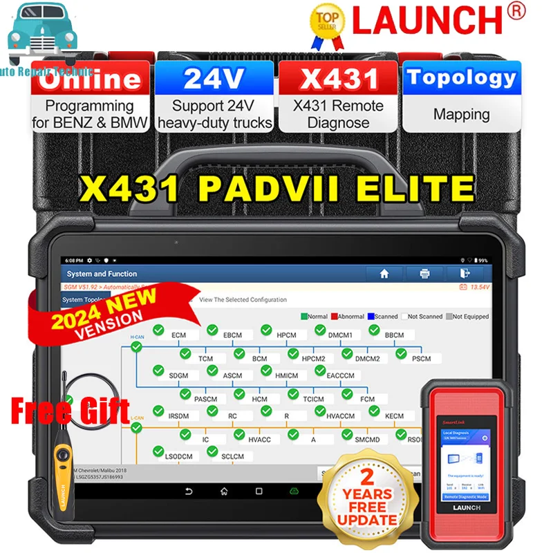 

Launch X431 PAD VII PAD7 Elite Diagnostic Tool with GIII XProg3 Key Programmer Support All Keys Lost & Online Coding Programming