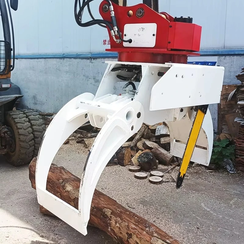 High Performance 360 Degree Rotating Hydraulic Timber Grapple with Saw for 12 18 Ton Excavators Professional Forestry Tool