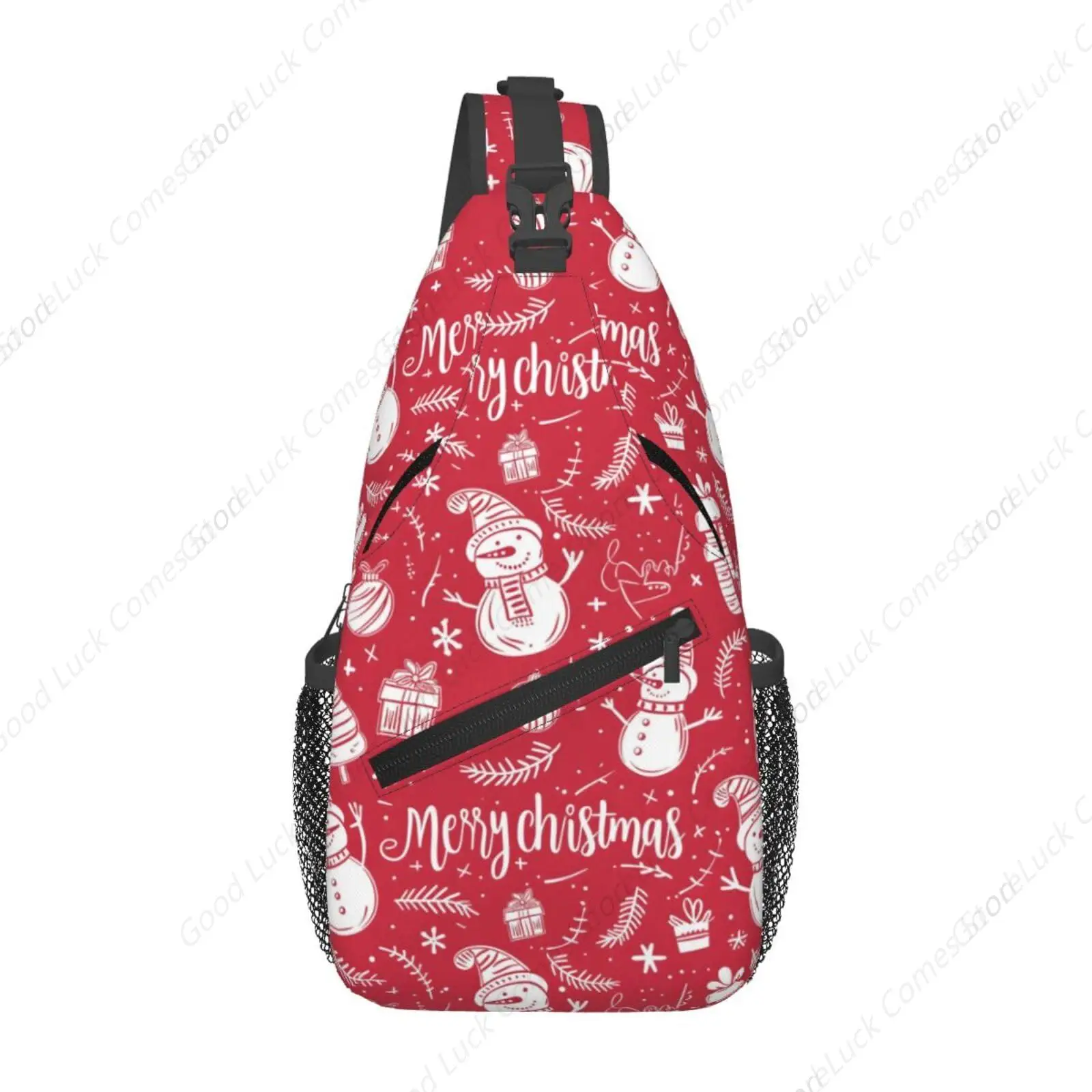 Snowman Christmas Crossbody Sling Bag Adjustable Xmas Chest Bag for Men Women Travel Hiking Cycling