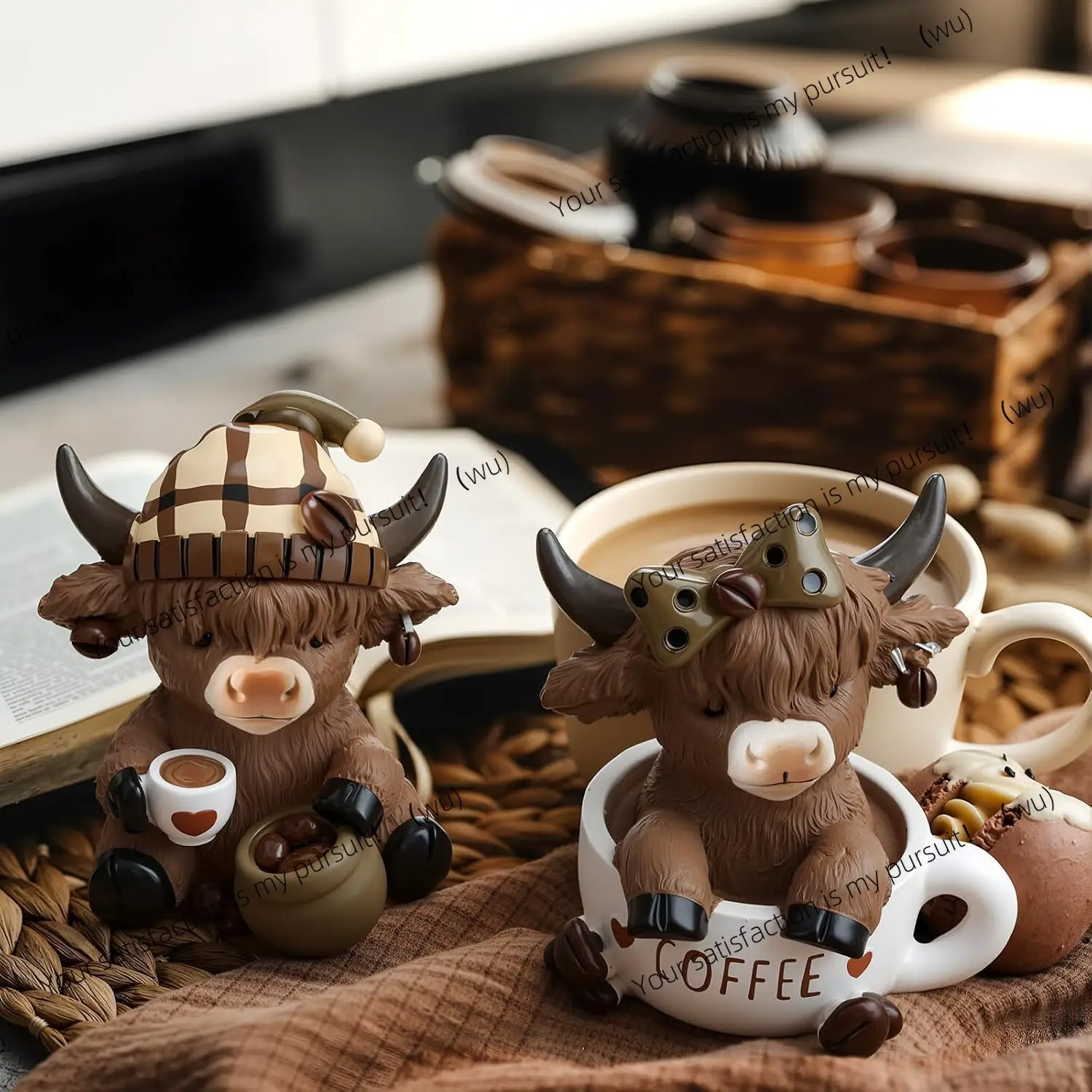Highland Cow Statue Coffee, Resin Calf Lovers Christmas Gift