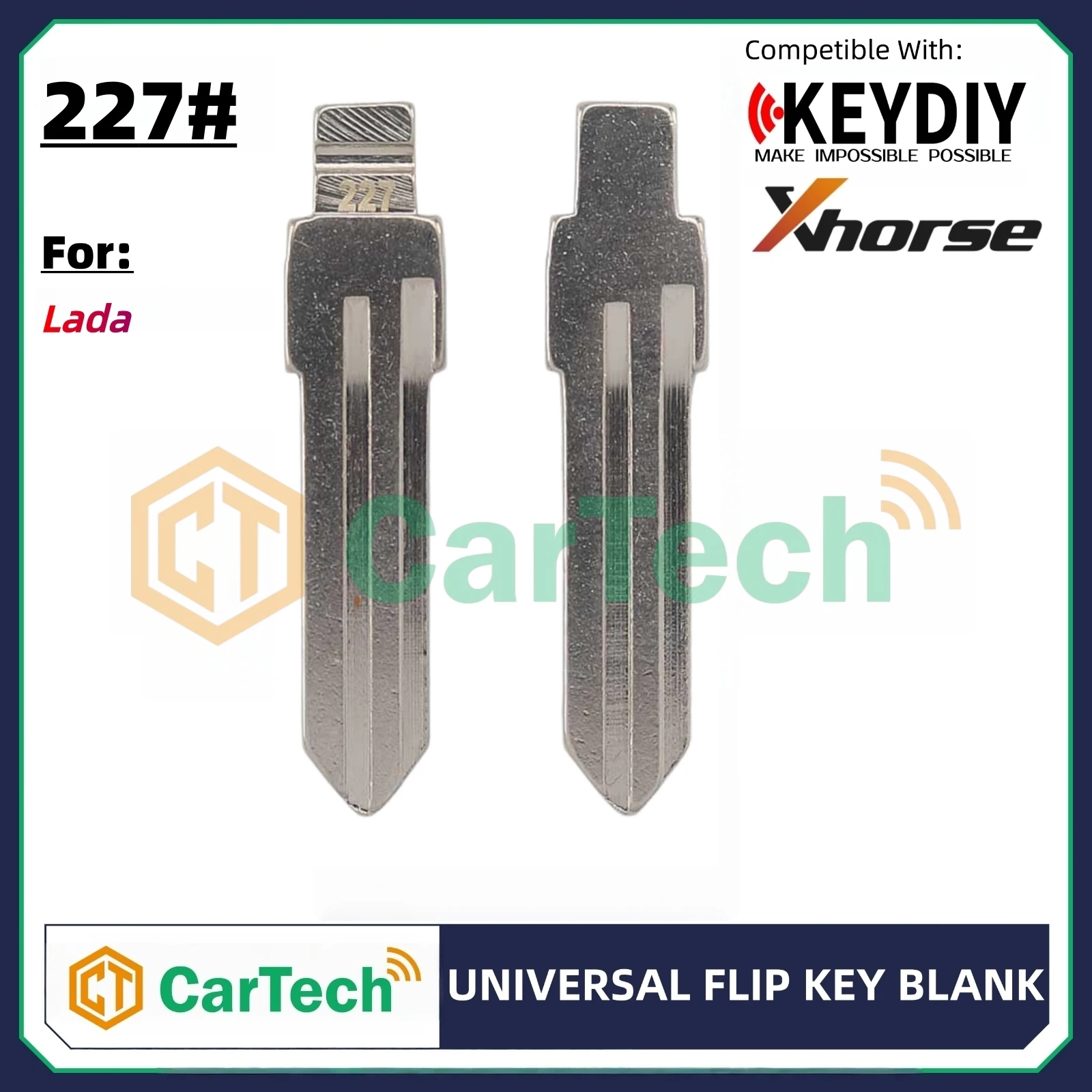 Cartech 227# Uncut Flip Blank Key Blade for KEYDIY KD XHORSE VVDI Universal Remote Fit Lada