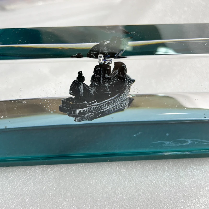 Ghost Ship Black Pearl Cruise Ship Fluid Liquid Pirate Ship Hourglass Ornament Never Capsize Drift Bottle Acrylic Decor Toy Gift