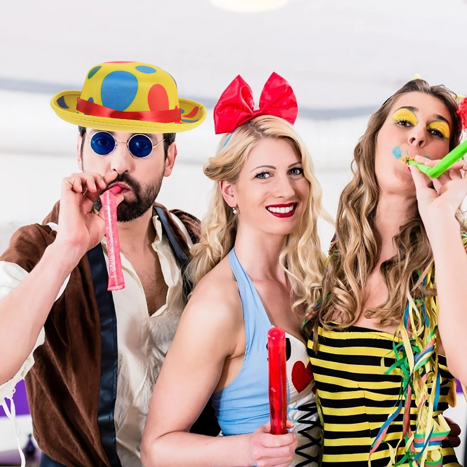 Sombrero de arcoíris, sombreros de payaso para fiesta, disfraz de Cosplay, mascarada de rayas Vintage, señorita