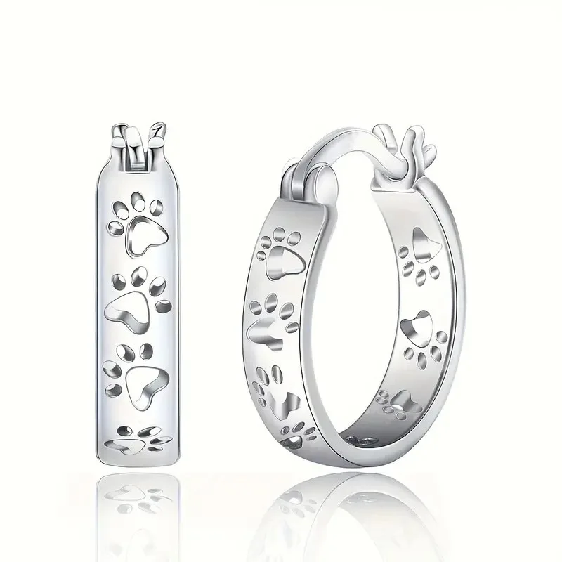 S925 sterling silver earrings stud earrings puppy paw print earrings fashion exquisite cat paw ear buckle earrings women