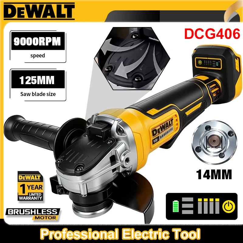VENTE FLASH 2026 Meuleuse d'angle sans fil Dewalt DCG406 125 mm, moteur sans balais, 9000 tr/min, machine offrant des performances exceptionnelles de coupe et de polissage