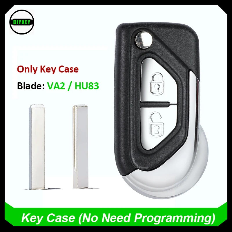 

DIYKEY High Quality Replacement Folding Flip Key Remote Key Shell Case 2 Button for Citroen C3 DS3 VA2/HU83 Blade