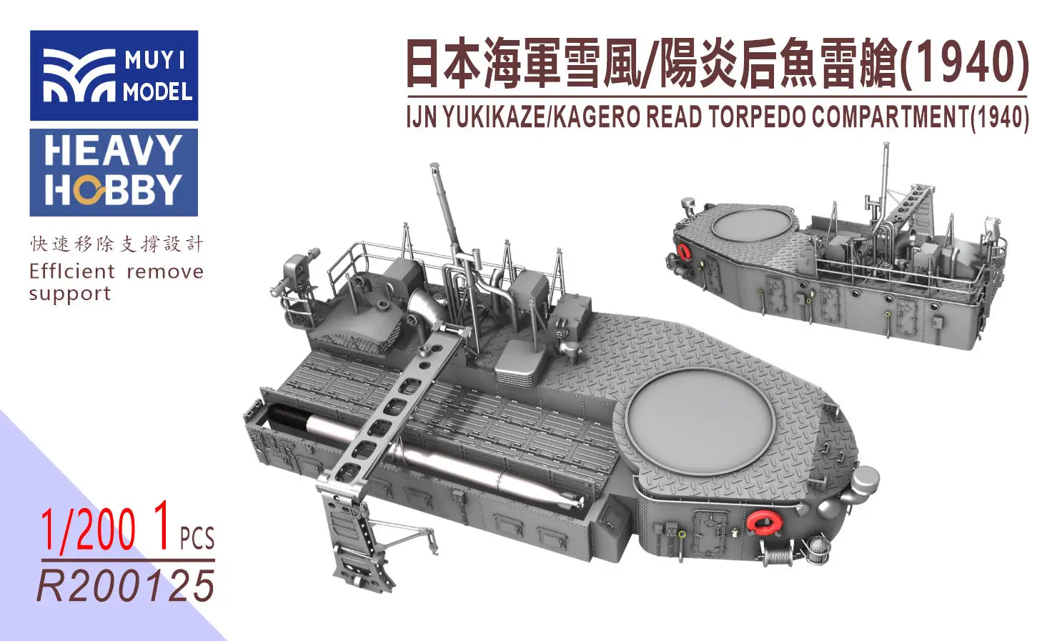 MUYI MODEL R200125 1/200 IJN YUKIKAZE / KAGERO READ TORPEDO COMPARTMENT(1940