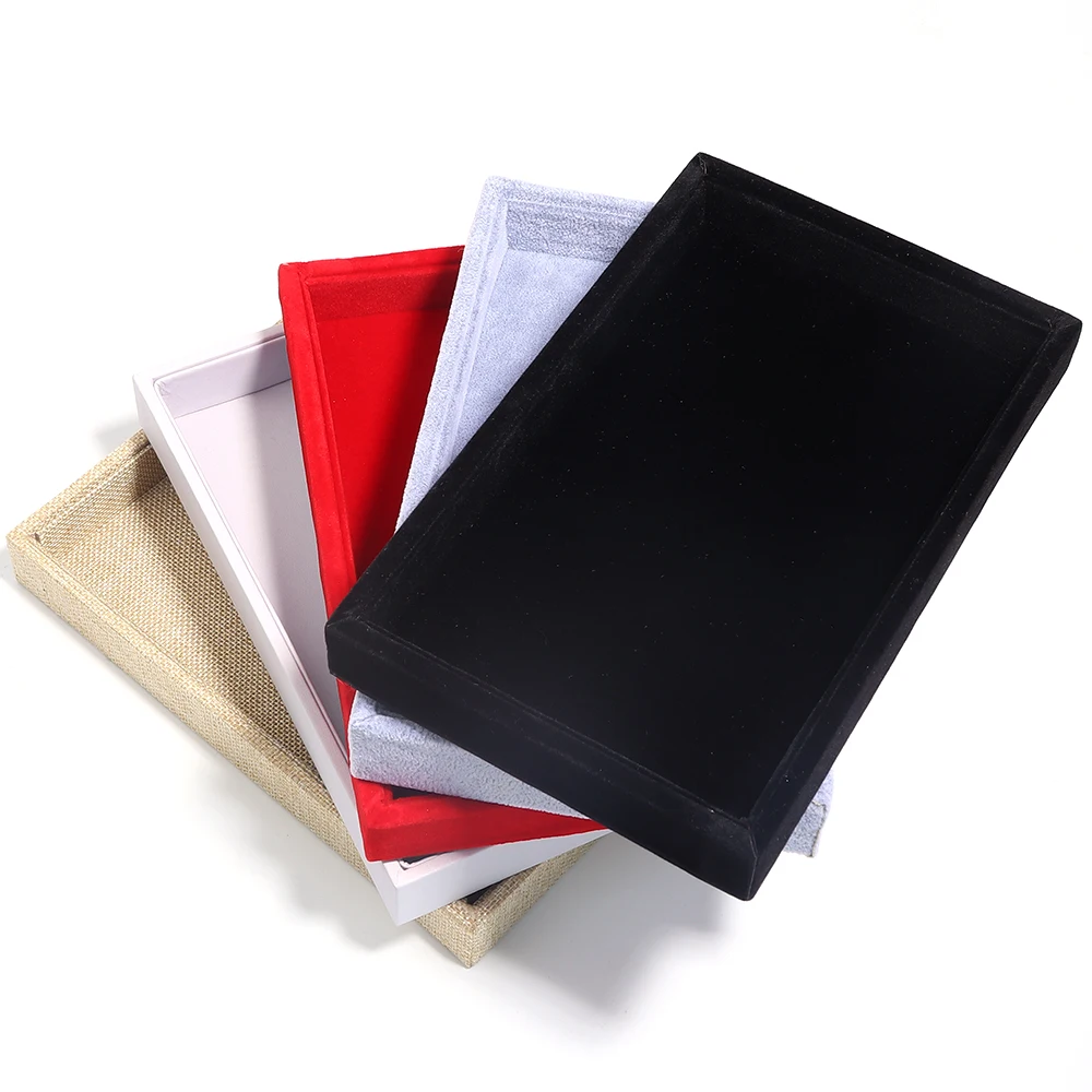DC 1Pcs Velvet Jewelry Display Tray Multicolor Organizer Holder Box Necklaces Bracelets Rings Storage Show Tray Case Wholesale