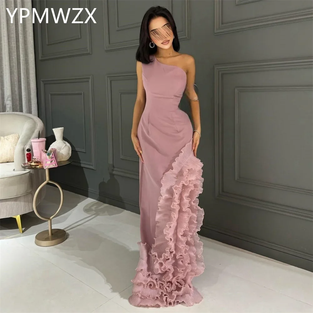 

Customized Prom Gown Evening Formal Dress Women YPMWZX One Shoulder Column Floor Length Skirts Fold Bespoke Occasion Dresses Par